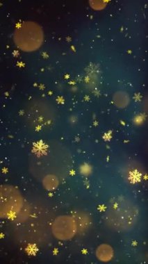 Mobil Dikey Çözünürlük 1080x1920 Pikseller, Yılbaşı Altın Kar ve Kar Taneleri Kusursuz Döngü, Dikey Çözünürlük Mobil Videolar için harika
