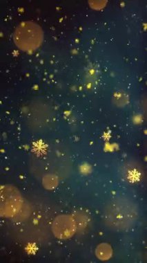 Mobil Dikey Çözünürlük 1080x1920 Pikseller, Yılbaşı Altın Kar ve Kar Taneleri Kusursuz Döngü, Dikey Çözünürlük Mobil Videolar için harika