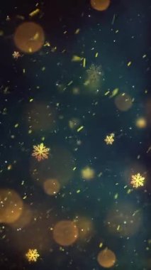 Mobil Dikey Çözünürlük 1080x1920 Pikseller, Yılbaşı Altın Kar ve Kar Taneleri Kusursuz Döngü, Dikey Çözünürlük Mobil Videolar için harika