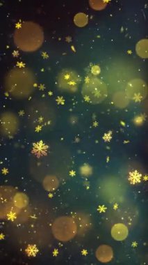 Mobil Dikey Çözünürlük 1080x1920 Pikseller, Yılbaşı Altın Kar ve Kar Taneleri Kusursuz Döngü, Dikey Çözünürlük Mobil Videolar için harika