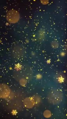 Mobil Dikey Çözünürlük 1080x1920 Pikseller, Yılbaşı Altın Kar ve Kar Taneleri Kusursuz Döngü, Dikey Çözünürlük Mobil Videolar için harika