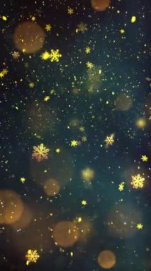 Mobil Dikey Çözünürlük 1080x1920 Pikseller, Yılbaşı Altın Kar ve Kar Taneleri Kusursuz Döngü, Dikey Çözünürlük Mobil Videolar için harika