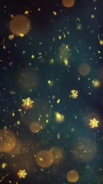 Mobil Dikey Çözünürlük 1080x1920 Pikseller, Yılbaşı Altın Kar ve Kar Taneleri Kusursuz Döngü, Dikey Çözünürlük Mobil Videolar için harika