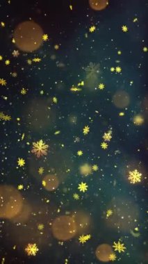 Mobil Dikey Çözünürlük 1080x1920 Pikseller, Yılbaşı Altın Kar ve Kar Taneleri Kusursuz Döngü, Dikey Çözünürlük Mobil Videolar için harika