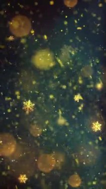 Mobil Dikey Çözünürlük 1080x1920 Pikseller, Yılbaşı Altın Kar ve Kar Taneleri Kusursuz Döngü, Dikey Çözünürlük Mobil Videolar için harika
