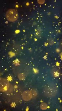 Mobil Dikey Çözünürlük 1080x1920 Pikseller, Yılbaşı Altın Kar ve Kar Taneleri Kusursuz Döngü, Dikey Çözünürlük Mobil Videolar için harika