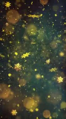Mobil Dikey Çözünürlük 1080x1920 Pikseller, Yılbaşı Altın Kar ve Kar Taneleri Kusursuz Döngü, Dikey Çözünürlük Mobil Videolar için harika