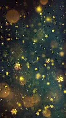 Mobil Dikey Çözünürlük 1080x1920 Pikseller, Yılbaşı Altın Kar ve Kar Taneleri Kusursuz Döngü, Dikey Çözünürlük Mobil Videolar için harika