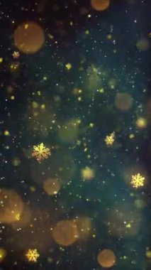Mobil Dikey Çözünürlük 1080x1920 Pikseller, Yılbaşı Altın Kar ve Kar Taneleri Kusursuz Döngü, Dikey Çözünürlük Mobil Videolar için harika