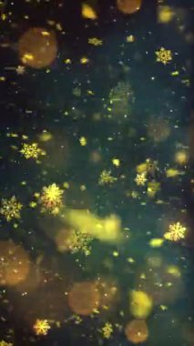 Mobil Dikey Çözünürlük 1080x1920 Pikseller, Yılbaşı Altın Kar ve Kar Taneleri Kusursuz Döngü, Dikey Çözünürlük Mobil Videolar için harika