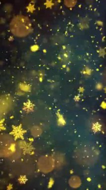 Mobil Dikey Çözünürlük 1080x1920 Pikseller, Yılbaşı Altın Kar ve Kar Taneleri Kusursuz Döngü, Dikey Çözünürlük Mobil Videolar için harika