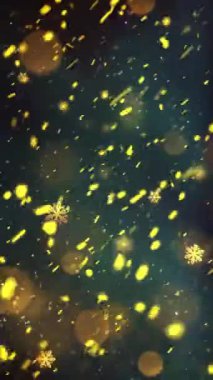 Mobil Dikey Çözünürlük 1080x1920 Pikseller, Yılbaşı Altın Kar ve Kar Taneleri Kusursuz Döngü, Dikey Çözünürlük Mobil Videolar için harika