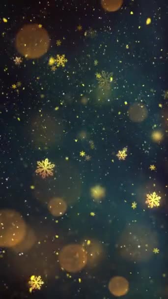 Mobilní Vertikální Rozlišení 1080X1920 Pixelů Vánoční Zlaté Sněhové Vločky Sněhové — Stock video