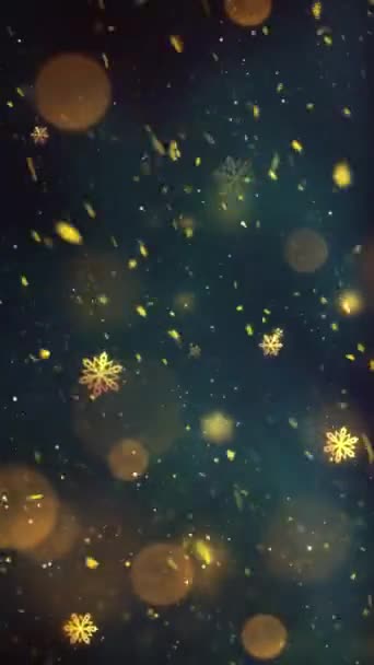 Resolución Vertical Móvil 1080X1920 Píxeles Nieve Oro Navidad Copos Nieve — Vídeo de stock