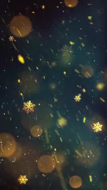 Mobil Függőleges Felbontás 1080X1920 Pixel Karácsonyi Arany Hópehely Háttér Zökkenőmentes — Stock videók