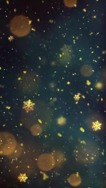 移动垂直分辨率1080X1920 Pixels Christmas Gold Snow Snowflakes Background Seamless Loop Vertical — 图库视频影像