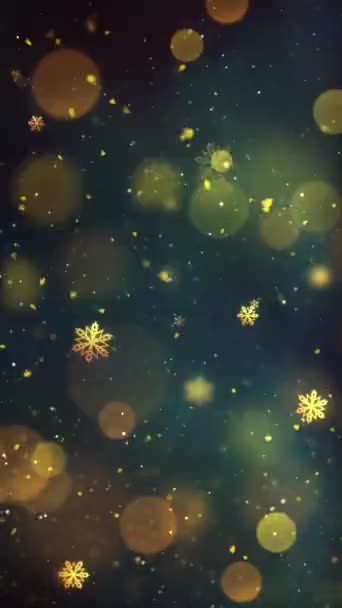 Мобільна Вертикальна Роздільна Здатність 1080X1920 Pixels Різдвяний Золотий Сніг Сніжинки — стокове відео