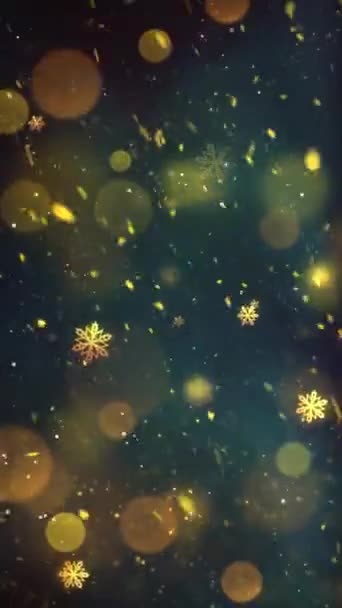 Resolución Vertical Móvil 1080X1920 Píxeles Nieve Oro Navidad Copos Nieve — Vídeos de Stock