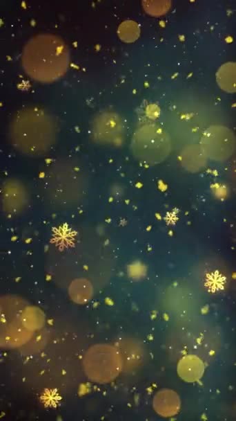 Resolución Vertical Móvil 1080X1920 Píxeles Nieve Oro Navidad Copos Nieve — Vídeo de stock