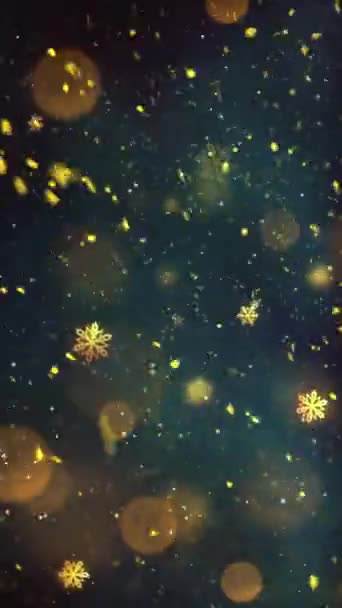 Resolución Vertical Móvil 1080X1920 Píxeles Nieve Oro Navidad Copos Nieve — Vídeos de Stock