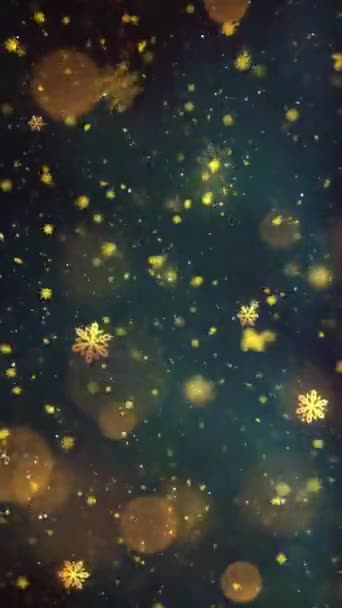 Mobil Függőleges Felbontás 1080X1920 Pixel Karácsonyi Arany Hópehely Háttér Zökkenőmentes — Stock videók