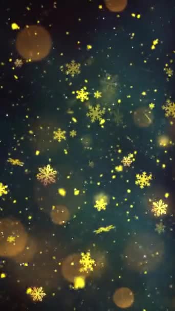 Κινητό Κάθετη Ανάλυση 1080X1920 Pixels Christmas Gold Snow Snowflakes Φόντο — Αρχείο Βίντεο