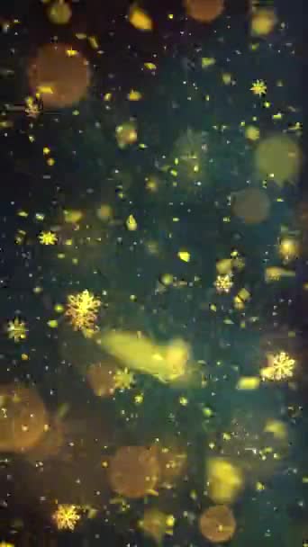 Przenośna Rozdzielczość Pionowa 1080X1920 Pikseli Christmas Gold Snow Płatki Śniegu — Wideo stockowe