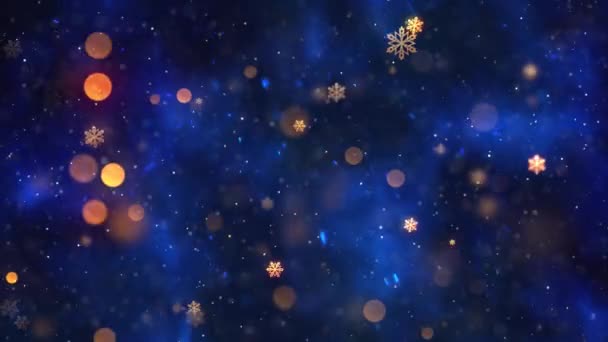Jul Tema Snö Och Snöflingor Bakgrund Animation Med Sömlös Loop — Stockvideo
