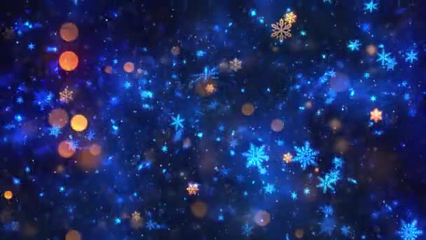 Tema Natale Neve Fiocchi Neve Animazione Sfondo Con Seamless Loop — Video Stock