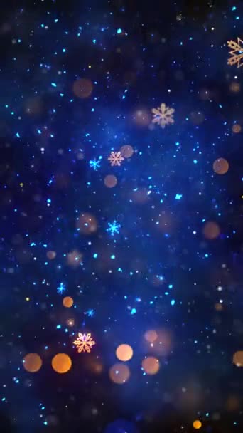 Mobiele Verticale Resolutie 1080X1920 Pixels Kerstsneeuw Sneeuwvlokken Achtergrond Met Naadloze — Stockvideo