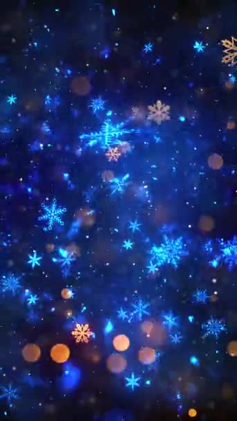 Mobile Vertical Resolution 1080X1920 Pixels Christmas Snow Snowflakes Background Seamless — Stock Video