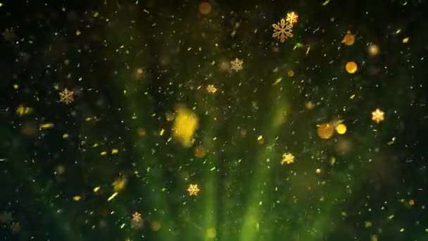 Weihnachtsthema Schnee Und Schneeflocken Strahlen Hintergrundanimation Mit Nahtloser Schleife Hochwertige — Stockvideo