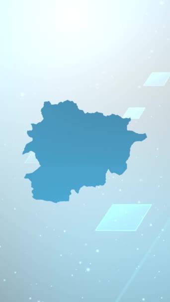 Resolusi Vertikal Mobile 1080X1920 Pixels Andorra Country Map Slider Background — Stok Video