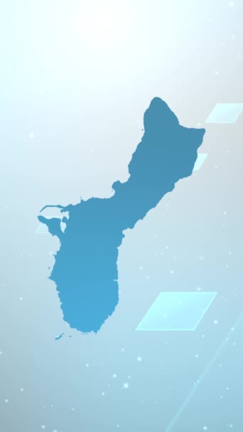 Мобільна Вертикальна Роздільна Здатність 1080X1920 Pixels Guam Country Map Повзунок — стокове відео