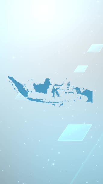 Mobil Vertikal Upplösning 1080X1920 Pixlar Indonesien Land Karta Slider Bakgrund — Stockvideo