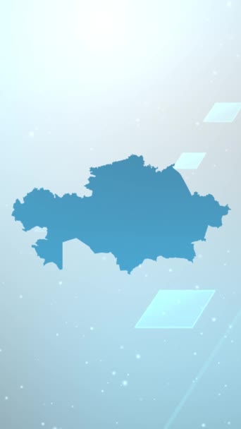 Mobile Vertical Resolution 1080X1920 Pixels Kazachstan Mapa Kraju Slider Background — Wideo stockowe