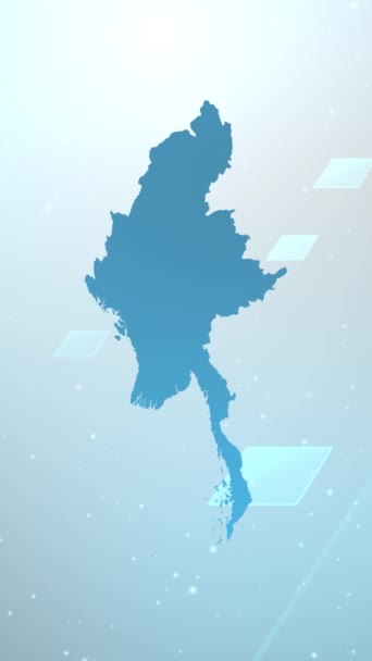 Mobile Vertical Resolution 1080X1920 Pixels Myanmar Country Map Foundation Opener — стоковое видео