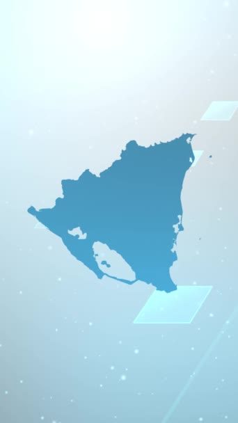 Resolução Vertical Móvel 1080X1920 Pixels Nicarágua Country Map Slider Background — Vídeo de Stock