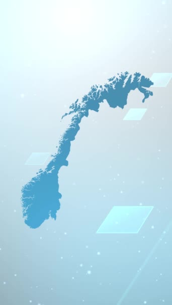 Mobilní Vertikální Rozlišení 1080X1920 Pixelů Norsko Země Mapa Posuvník Pozadí — Stock video