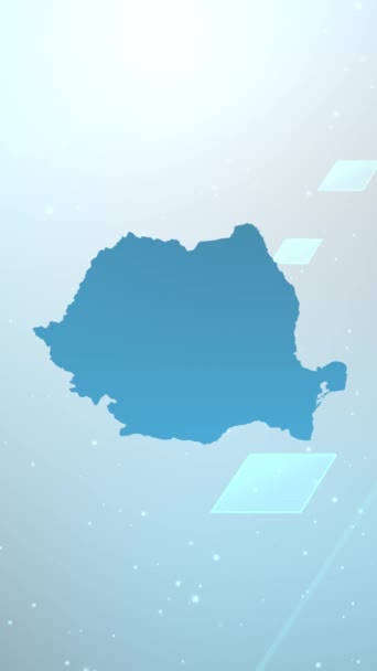Resolusi Vertikal Mobile 1080X1920 Pixels Rumania Country Map Slider Background — Stok Video