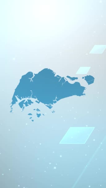 Mobil Dikey Çözünürlük 1080X1920 Piksel Singapur Ülke Haritası Kaydırma Arkaplan — Stok video