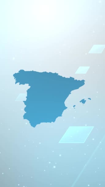 Mobile Vertical Resolution 1080X1920 Pixel Spanyolország Country Map Slider Háttér — Stock videók