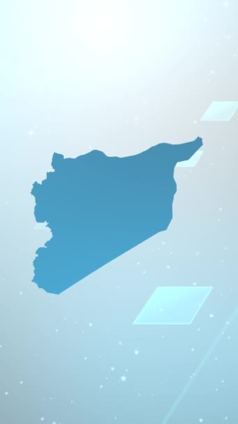 Mobil Vertikal Upplösning 1080X1920 Pixlar Syrien Land Karta Slider Bakgrund — Stockvideo