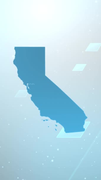 Mobil Vertikal Upplösning 1080X1920 Pixlar Kalifornien Stat Usa Karta Utdragare — Stockvideo