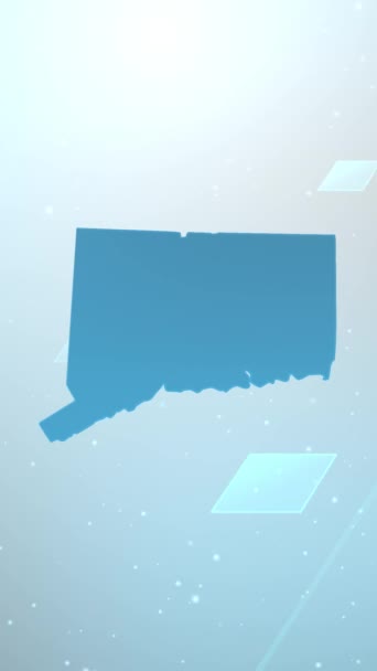 Mobil Dikey Çözünürlük 1080X1920 Pikseller Connecticut Eyaleti Abd Harita Kaydırma — Stok video