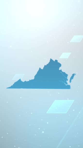 Mobile Vertical Resolution 1080X1920 Pixels Virginia State Usa Map Slider — Stock Video