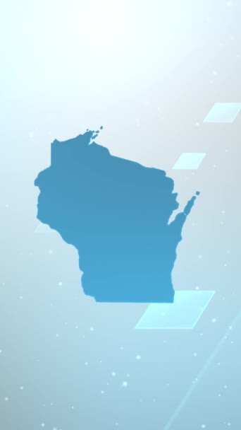 Mobile Vertical Resolution 1080X1920 Pixels Wisconsin State Usa Map Slider — Stock Video