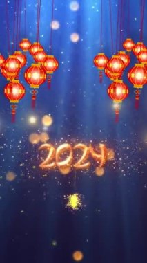 Mobil Dikey Çözünürlük 1080x1920 Piksel, Çin Yeni Yıl 2024 Arkaplan Animasyonu, Çin etkinlikleri için kullanışlı, Çin Yeni Yıl Dilekleri