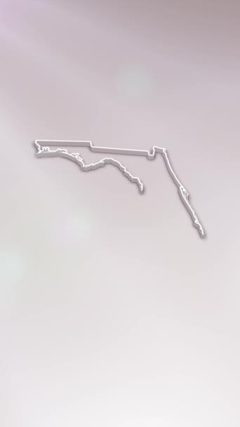 移动垂直分辨率1080X1920皮克斯 佛罗里达州 3D地图介绍白色背景 对政治 新闻和体育活动的多目的背景 — 图库视频影像