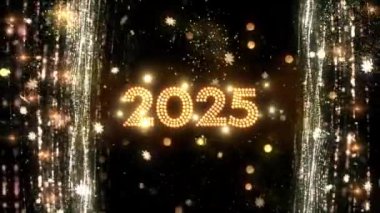 4K, 3840 x 2160 Piksel Çözünürlüğü, 2025 Mutlu Yıllar Arkaplan Animasyonu, Yüksek Kaliteli Yeni Yıl Giriş Açıcısı 2025